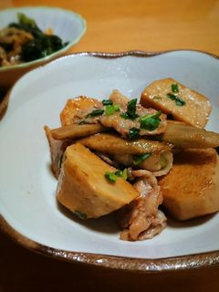 里芋 ゴボウ 豚バラの甘辛炒め煮-レシピのメイン写真