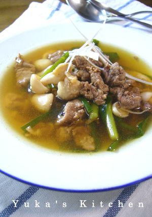 牛肉と白しめじとニラのスープ-レシピのメイン写真