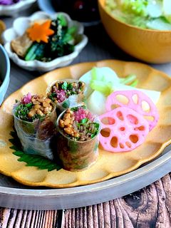食べやすい!納豆と醤油麹の生春巻き-レシピのメイン写真