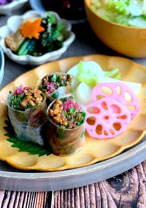 食べやすい！納豆と醤油麹の生春巻き-レシピのメイン写真