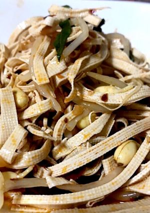 干豆腐と豆もやし（キムチ味）の和え物-レシピのメイン写真