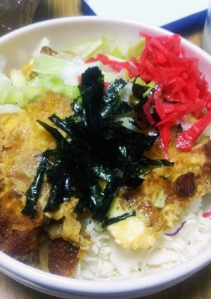 ヘルシー！千切りキャベツを敷いたカツ丼！-レシピのメイン写真