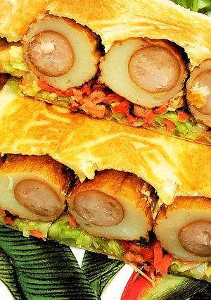ボリューム満点！お好み焼き風ホットサンド-レシピのメイン写真