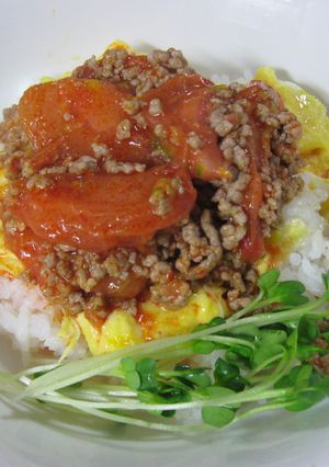 ピリ辛トマ挽き丼～☆-レシピのメイン写真