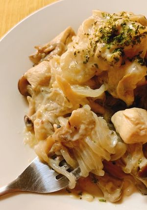 糖質制限☆ワンパンで3分！クリームパスタ-レシピのメイン写真