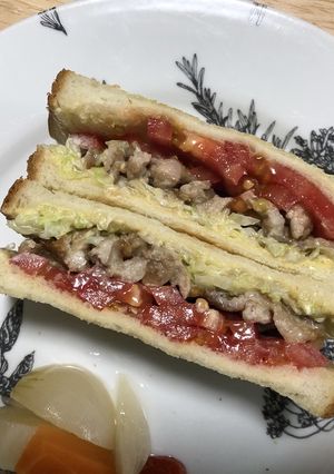 照焼き風☆豚肉とキャベツのトーストサンド-レシピのメイン写真