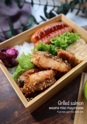 お弁当に！鮭の胡麻味噌マヨネーズ焼き-レシピのメイン写真