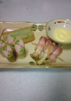 アスパラと魚肉ソーセージ春巻とえりんぎ巻-レシピのメイン写真