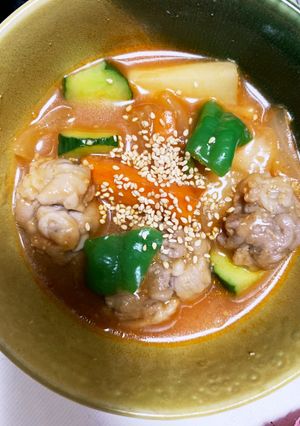 全てレンジ豚こま団子根菜肉味噌天津飯風煮-レシピのメイン写真