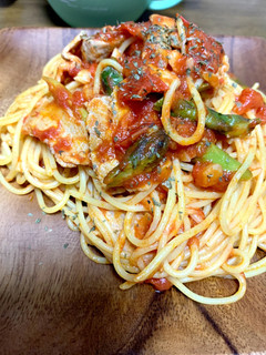 豚バラ肉とアスパラのトマトソースパスタ-レシピのメイン写真