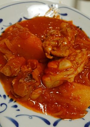 ★簡単　鶏とじゃがいものトマト煮　-レシピのメイン写真