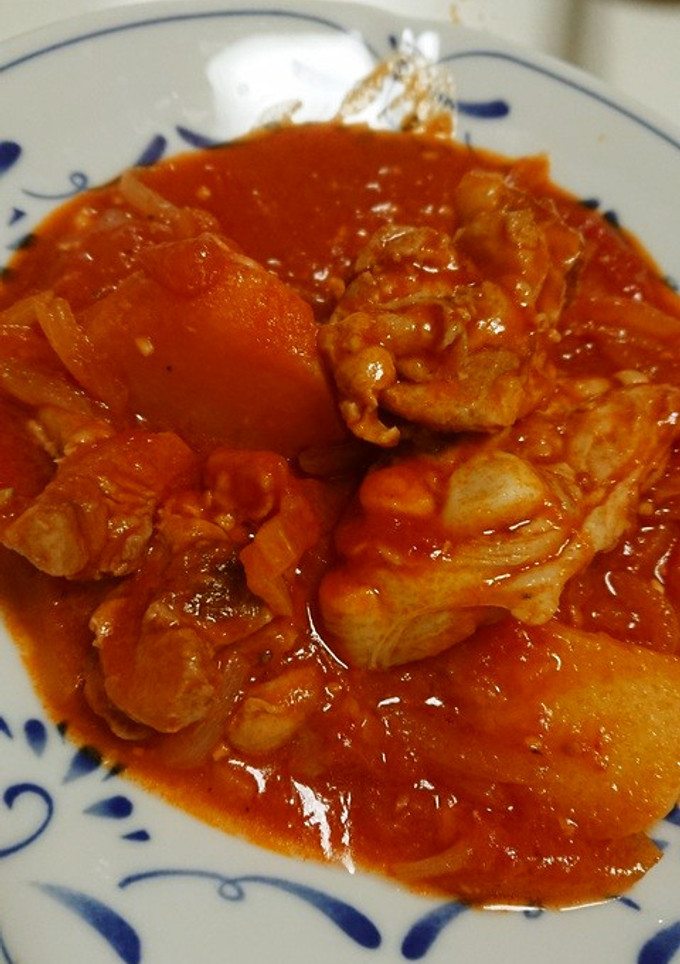 ★簡単　鶏とじゃがいものトマト煮　-レシピのメイン写真