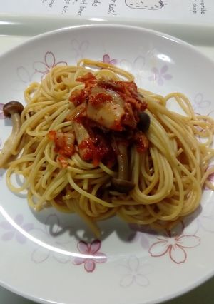 ダシダとキムチのパスタ。ランチ。-レシピのメイン写真