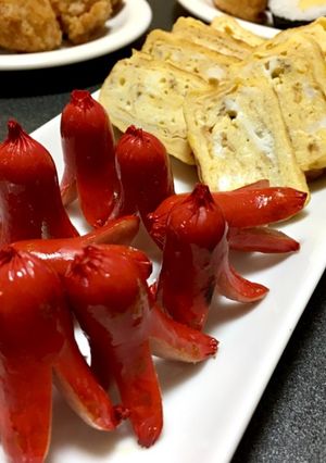 大きい甘いたまごやきとタコさんウインナー-レシピのメイン写真