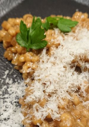 餅麦のポルチーニリゾット&焼きリゾット-レシピのメイン写真