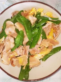 絹さやと豚バラ肉の卵とじ-レシピのメイン写真