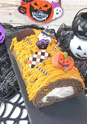 ハロウィンロールケーキ(かぼちゃ)-レシピのメイン写真