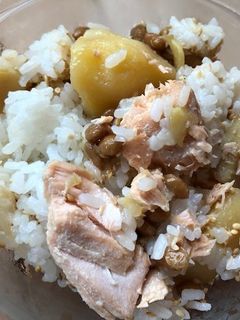 納豆と秋鮭、じゃがいものご飯-レシピのメイン写真