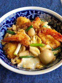 海老フライとシメジの卵とじ丼-レシピのメイン写真