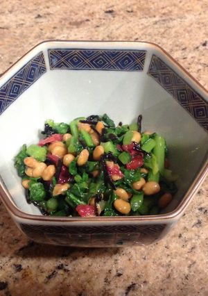 納豆とカブの葉梅昆布和え-レシピのメイン写真