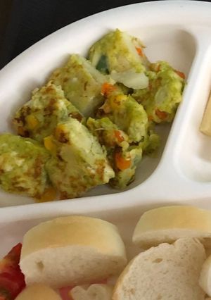 離乳食完了期　緑色の具沢山オムレツ-レシピのメイン写真