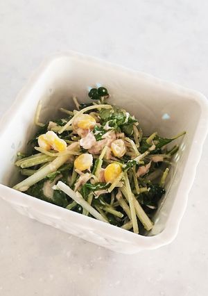 水菜とかいわれ大根のツナマヨコーンサラダ-レシピのメイン写真