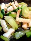 イカとチンゲン菜(小松菜)の中華炒め