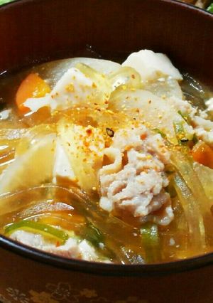 豚汁にくずきり♪-レシピのメイン写真
