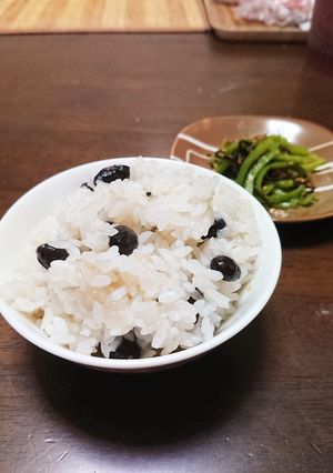 圧力鍋であっという間!!黒豆のおこわ-レシピのメイン写真