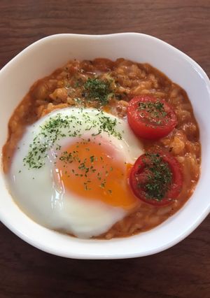 ミネストローネで濃厚トマトリゾット温玉入-レシピのメイン写真