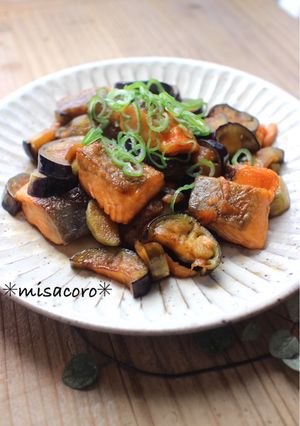 m鮭と茄子の甘辛醤油炒め-レシピのメイン写真