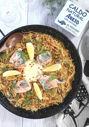 鮭とマッシュルームのパスタパエリア-レシピのメイン写真