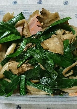 にらと舞茸とハムのにんにく炒め-レシピのメイン写真
