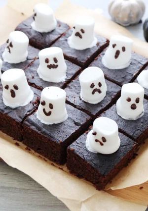 ハロウィンにマシュマロお化けのブラウニー-レシピのメイン写真