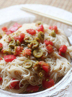 太陽の味♪トマトオリーブそうめん-レシピのメイン写真