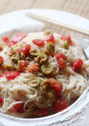太陽の味♪トマトオリーブそうめん-レシピのメイン写真