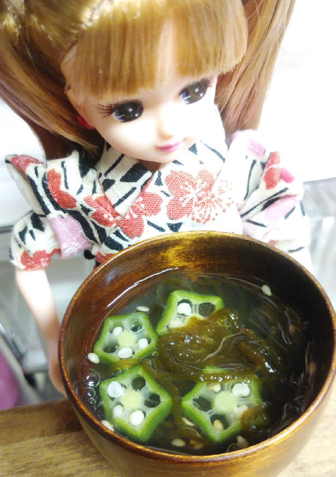 リカちゃん♡オクラともずくのスープꕤ-レシピのメイン写真