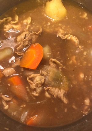 豚しゃぶで出来たスープを使ったカレー-レシピのメイン写真