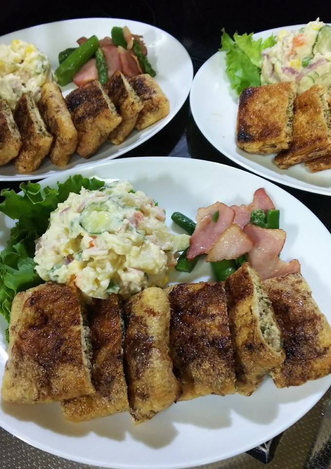【節約】寿司揚げの肉詰め焼き-レシピのメイン写真