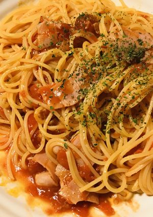 ホールトマト缶＆ベーコンのトマトパスタ-レシピのメイン写真