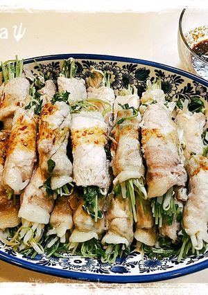 豆苗ともやしの豚ロース巻き-レシピのメイン写真