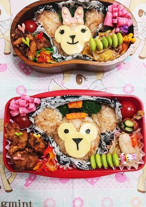 ダッフィー&シェリーメイふわふわキャラ弁-レシピのメイン写真
