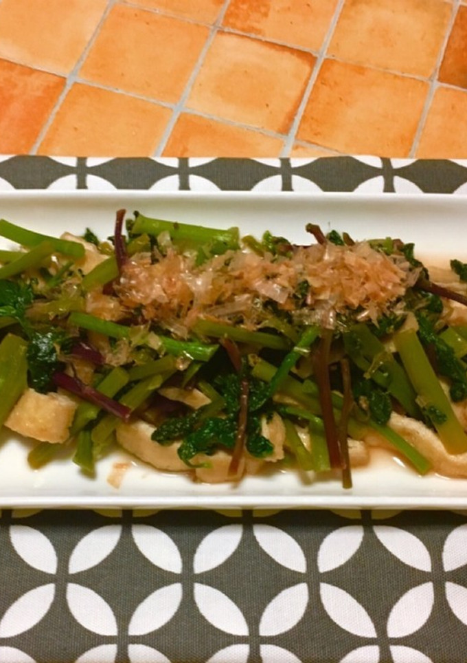 つるむらさきと油揚げの炒め物☆鰹節かけ-レシピのメイン写真