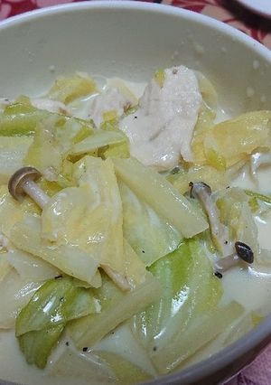 ♪ササミとキャベツの豆乳スープ♪-レシピのメイン写真