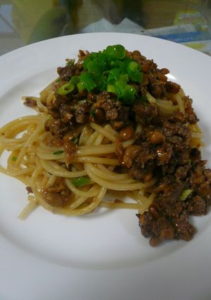 簡単★納豆とひき肉のスパゲティ-レシピのメイン写真