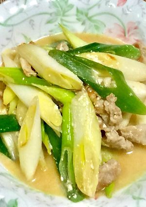 長ネギと豚バラ肉の味噌&ヨーグルト炒め-レシピのメイン写真