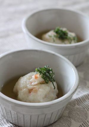 レンコン饅頭の大葉茶出汁かけ-レシピのメイン写真