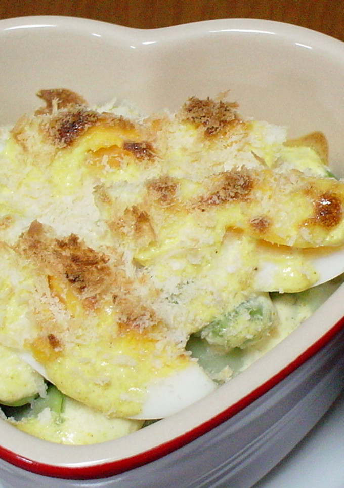 そら豆とゆで卵のカレーマヨ焼き-レシピのメイン写真