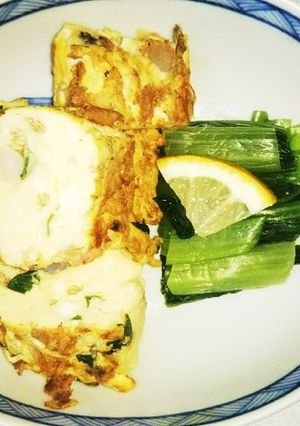 エビだし巻き小松菜添え（血ダ食1425）-レシピのメイン写真