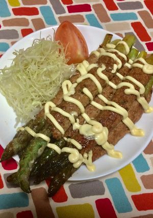 超簡単☆こく旨てりマヨ味のアスパラつくね-レシピのメイン写真